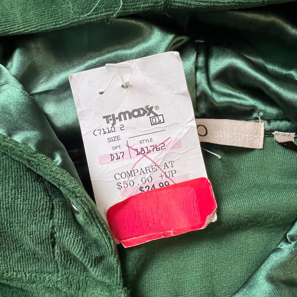 Bongo Velour Hoodie Womens XL Green Zip Up Rhinestone Y2K McBling Jacket - Picture 7 of 10